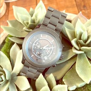 Michael Kors grey rubber wrapped stainless watch